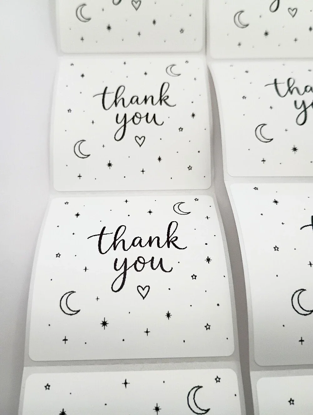 Set of 10 Celestial Moon & Stars Thank You Stickers 2x2